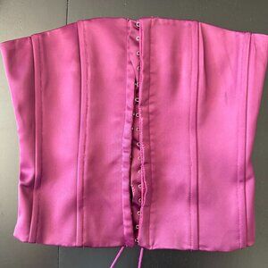 GUZIO Satin Lace-Up Corset Top | Magenta Berry | Size S